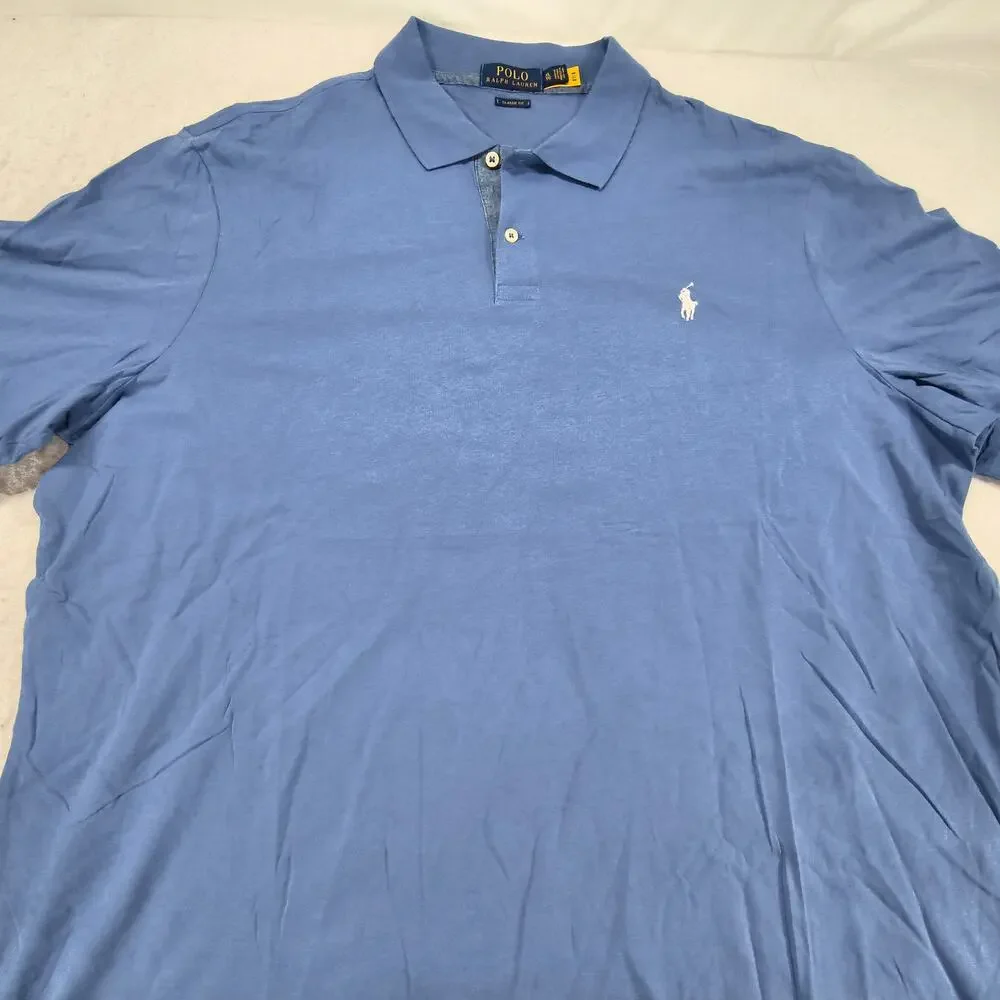 Polo Ralph Lauren Classic Fit Casual Collared Polo Shirt Mens Size XL Blue White